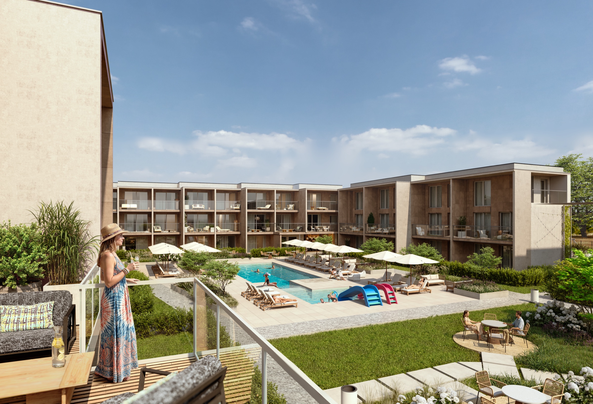 Wizualizacja osiedla SO!RESORT z basenem