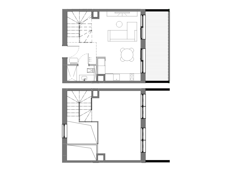Rzut apartamentu z antresolą — piętro